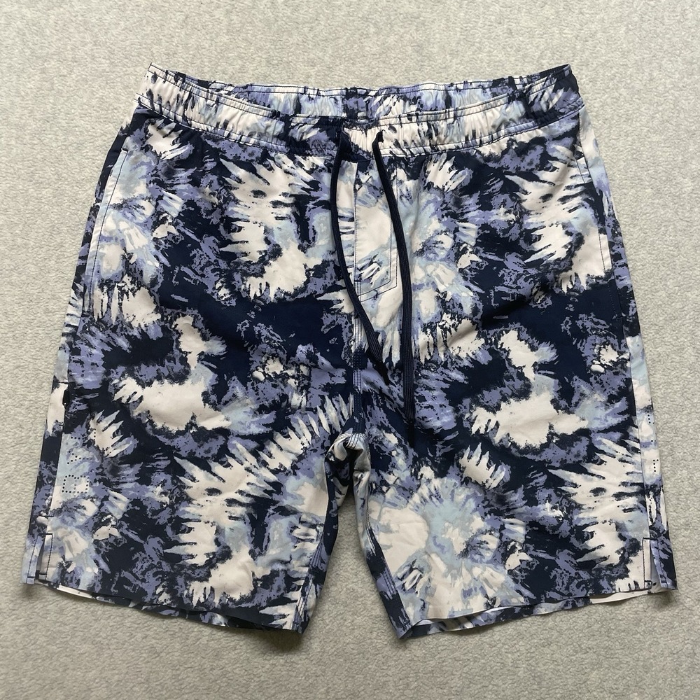 BYLT Premium Basics Men's Coastal Board Shorts Blue Tie Dye Swim Trunks Size XL
